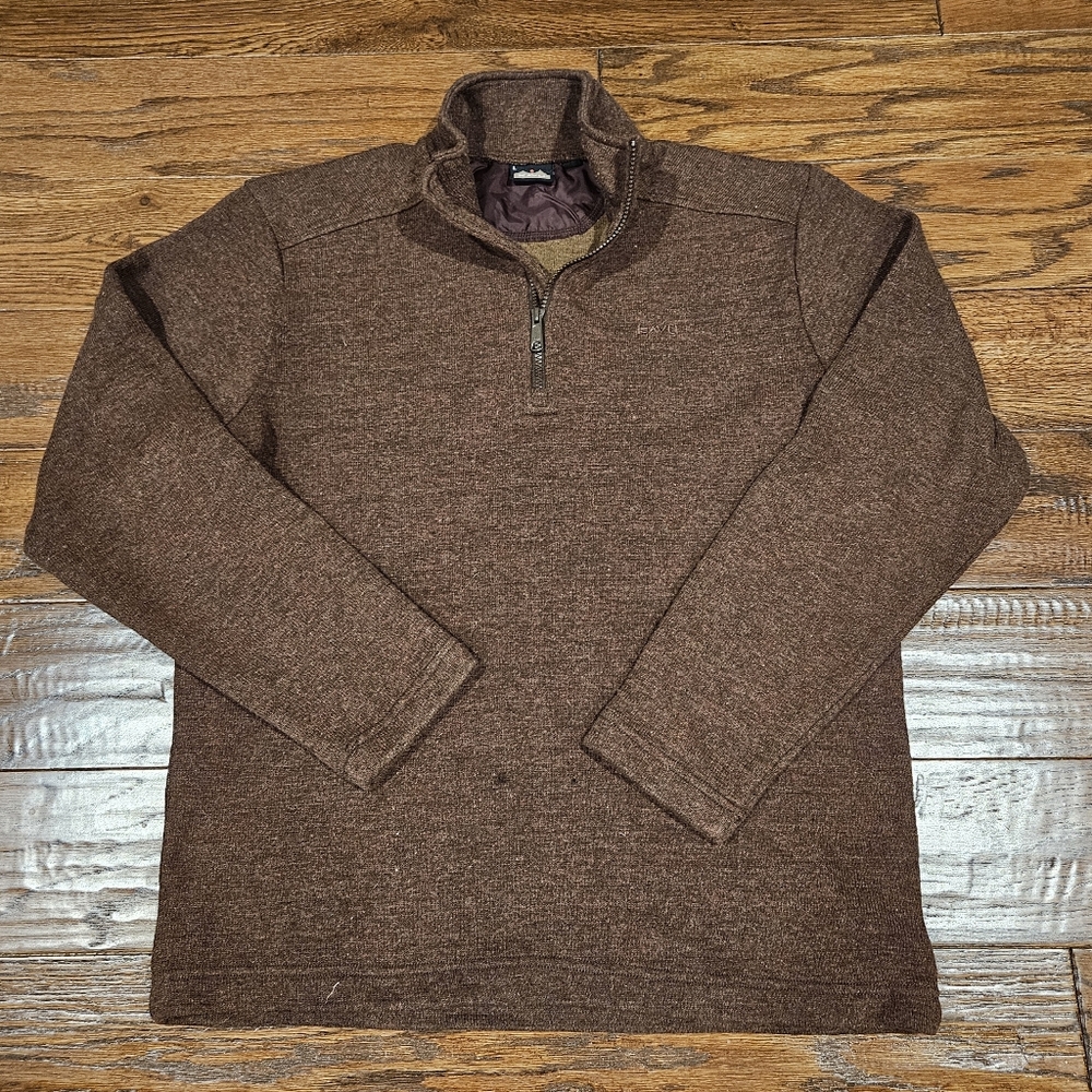 KAVU Men's 1/4 Zip Pullover Sweater, Brown - Size Large